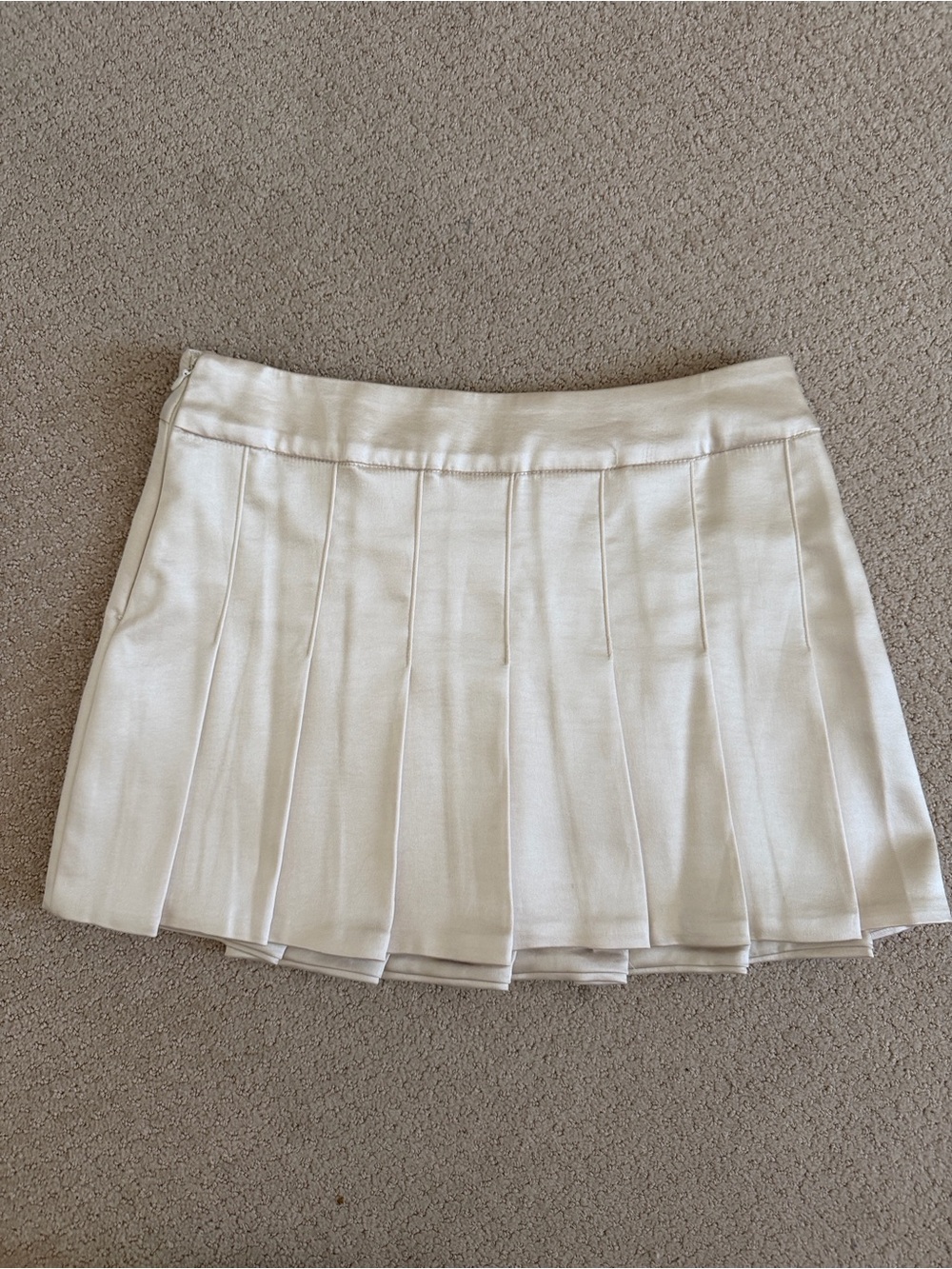 Oh Polly Cream Pleated Mini Skirt